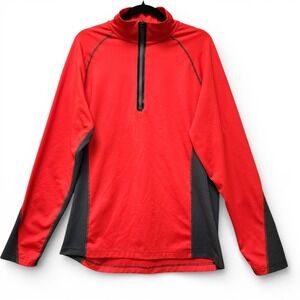 Obermeyer Flex Baselayer Men Large (Slim Fit) Red 1/2 Zip Hiking Outdoor Stretch